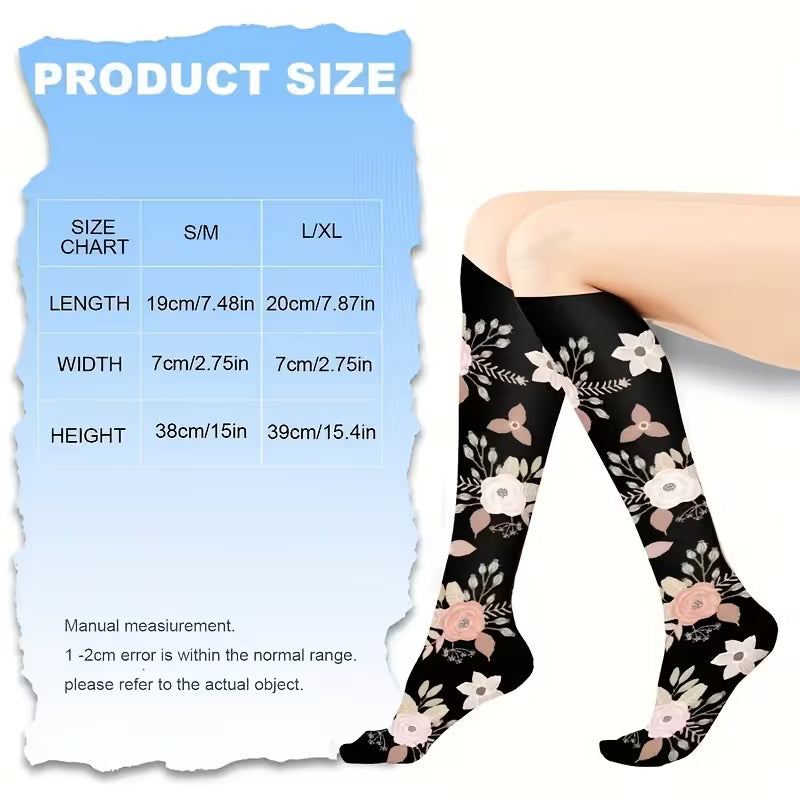 Floral Compression Socks – Comfortable & Stylish Leg Support