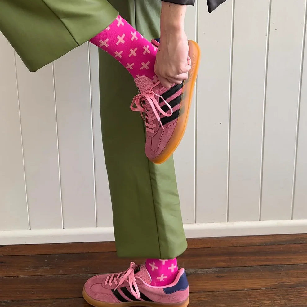 Pink Cross Compression Socks
