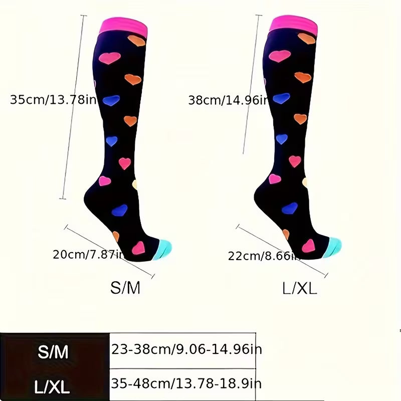 Heart & Polka Dot Compression Socks – Fun Leg Support 3-Pack