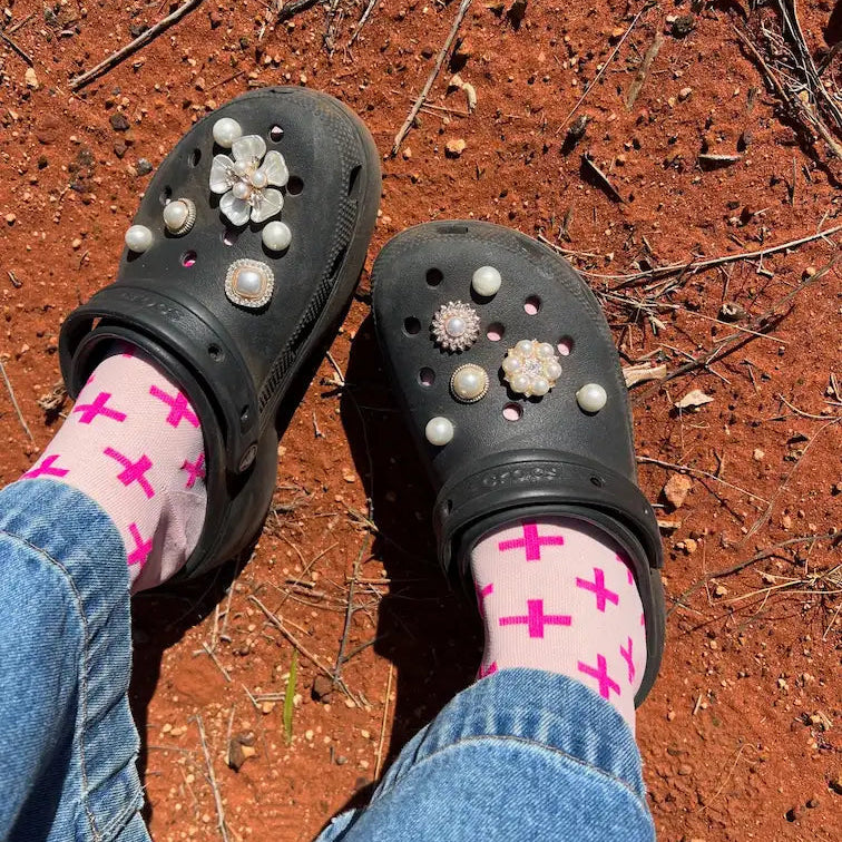 Pink Cross Compression Socks