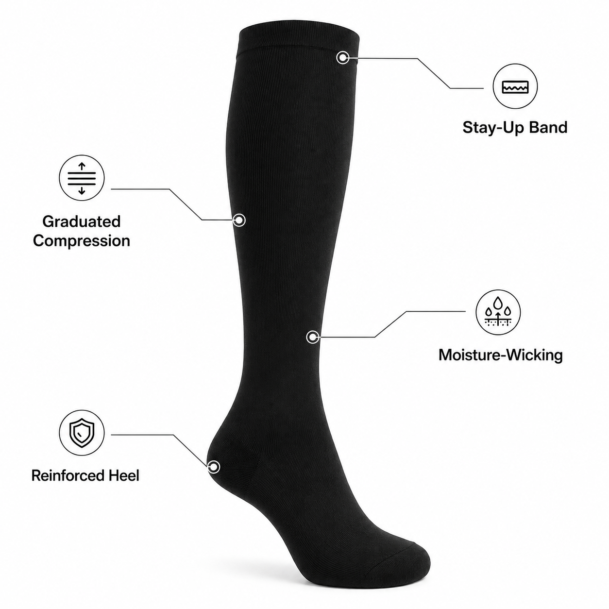 Classic Black Compression Socks