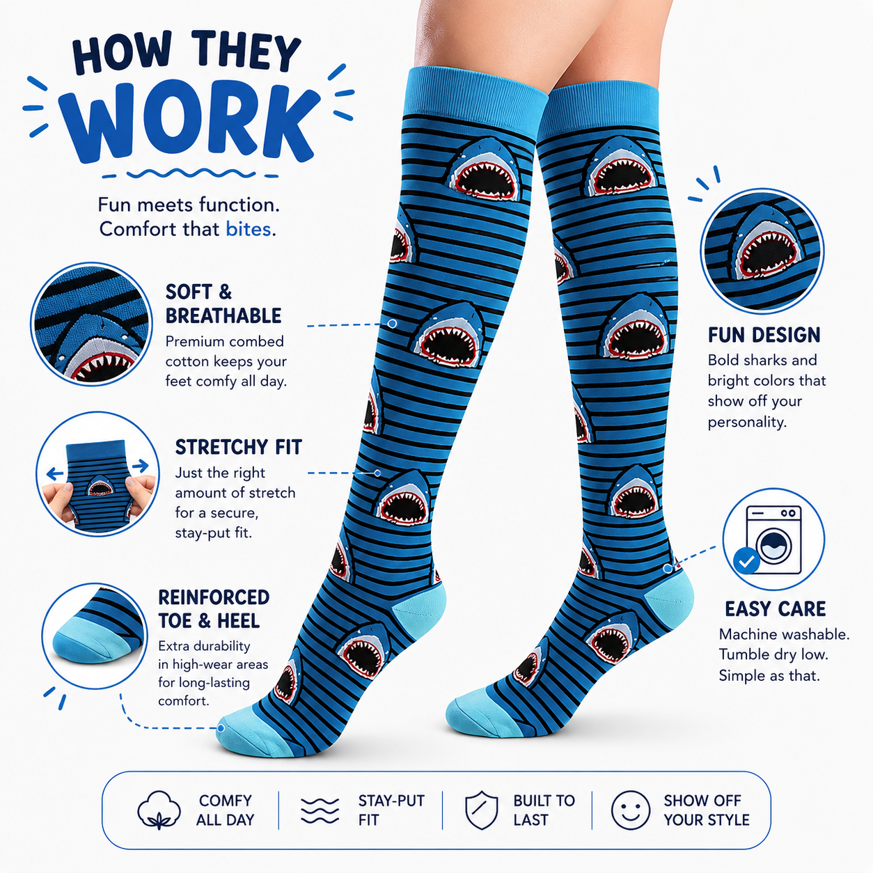 Shark Bite Compression Socks