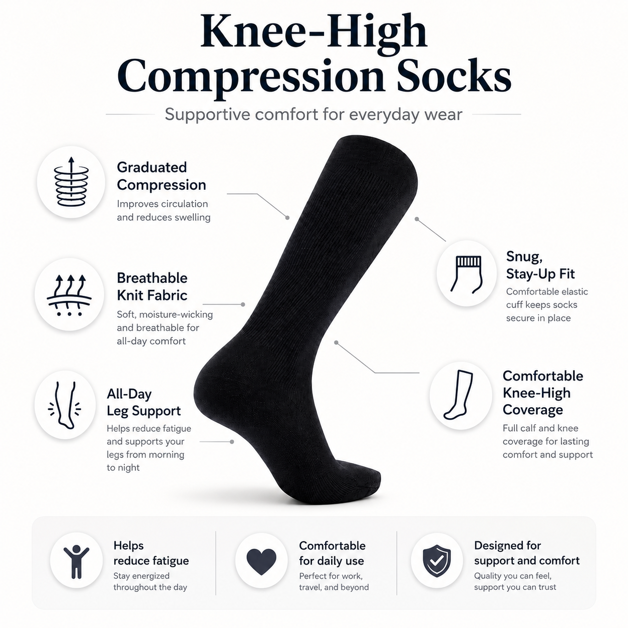 Premium Knee-High Compression Socks for Support