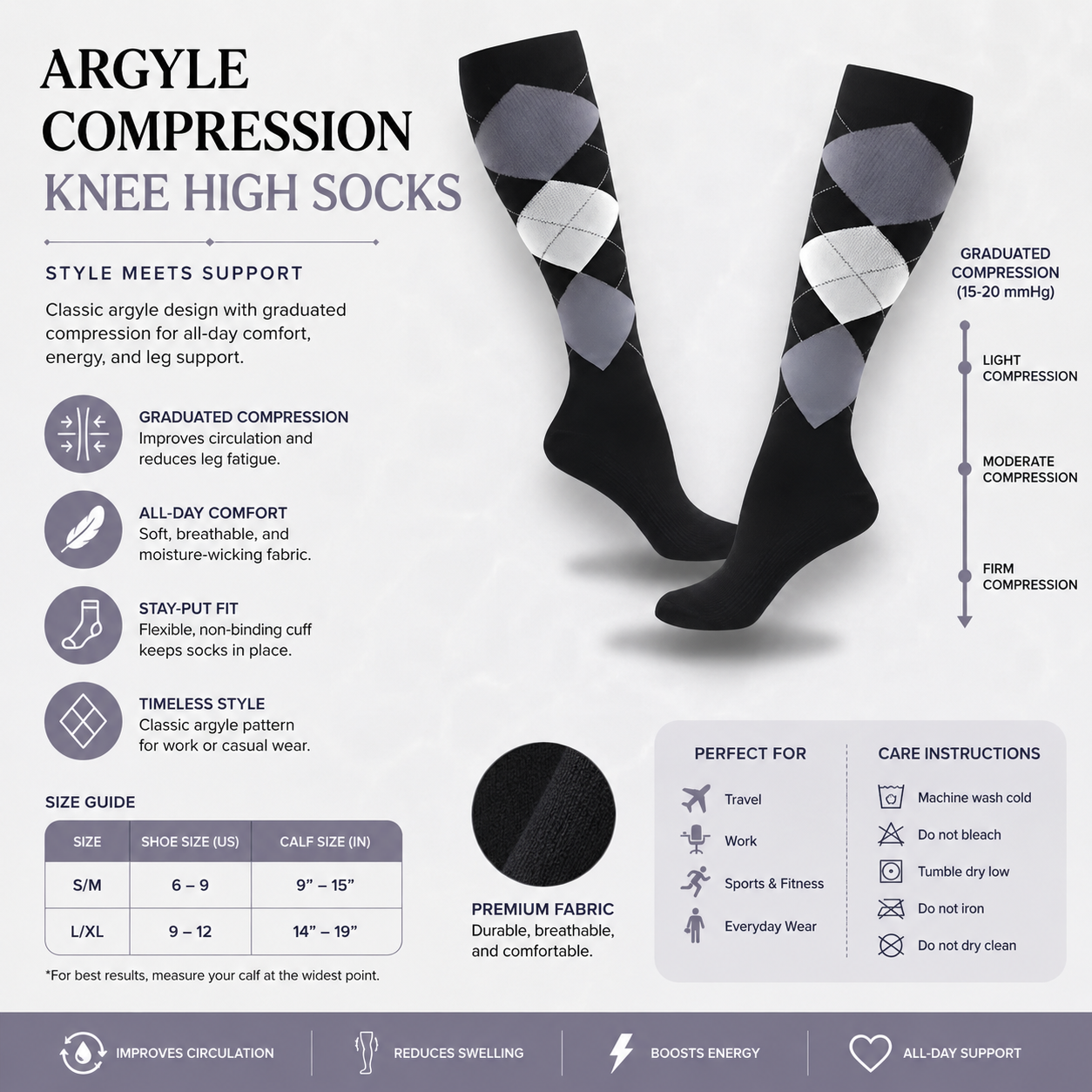 Classic Argyle Compression Socks