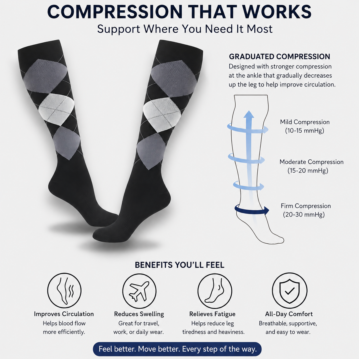 Classic Argyle Compression Socks