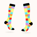 Pastel Puzzle Pattern Compression Socks