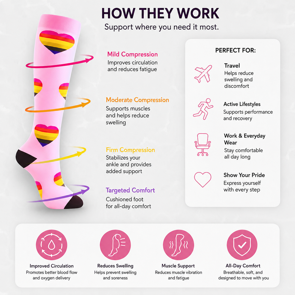 Pride Heart Compression Socks