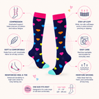 Rainbow Heart Knee-High Compression Socks