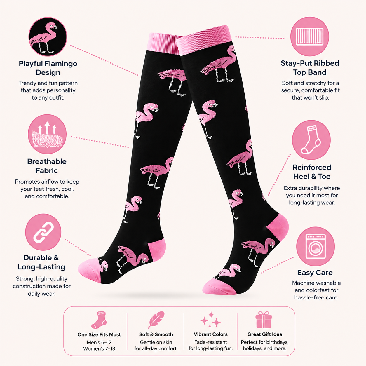 Pink Flamingo Compression Socks