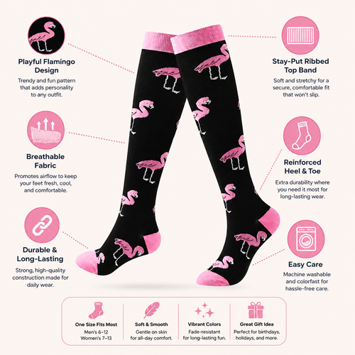 Pink Flamingo Compression Socks