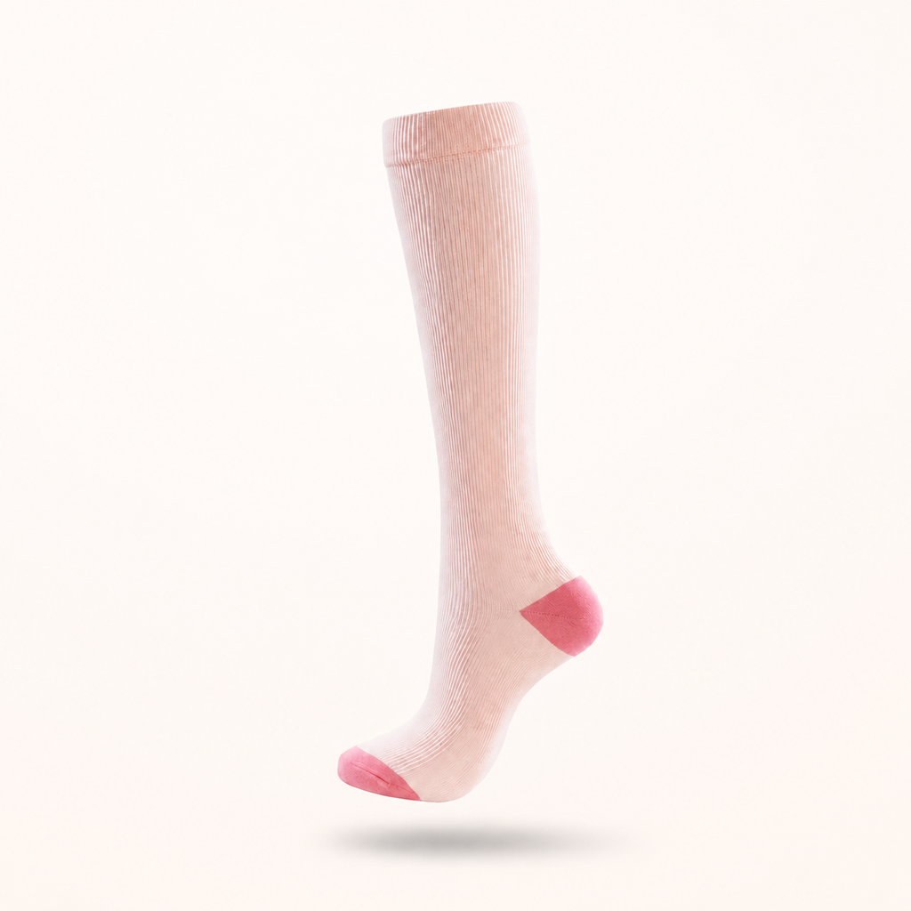 Blush Ribbed Compression Socks – Knee High Support Socks for Everyday Comfort