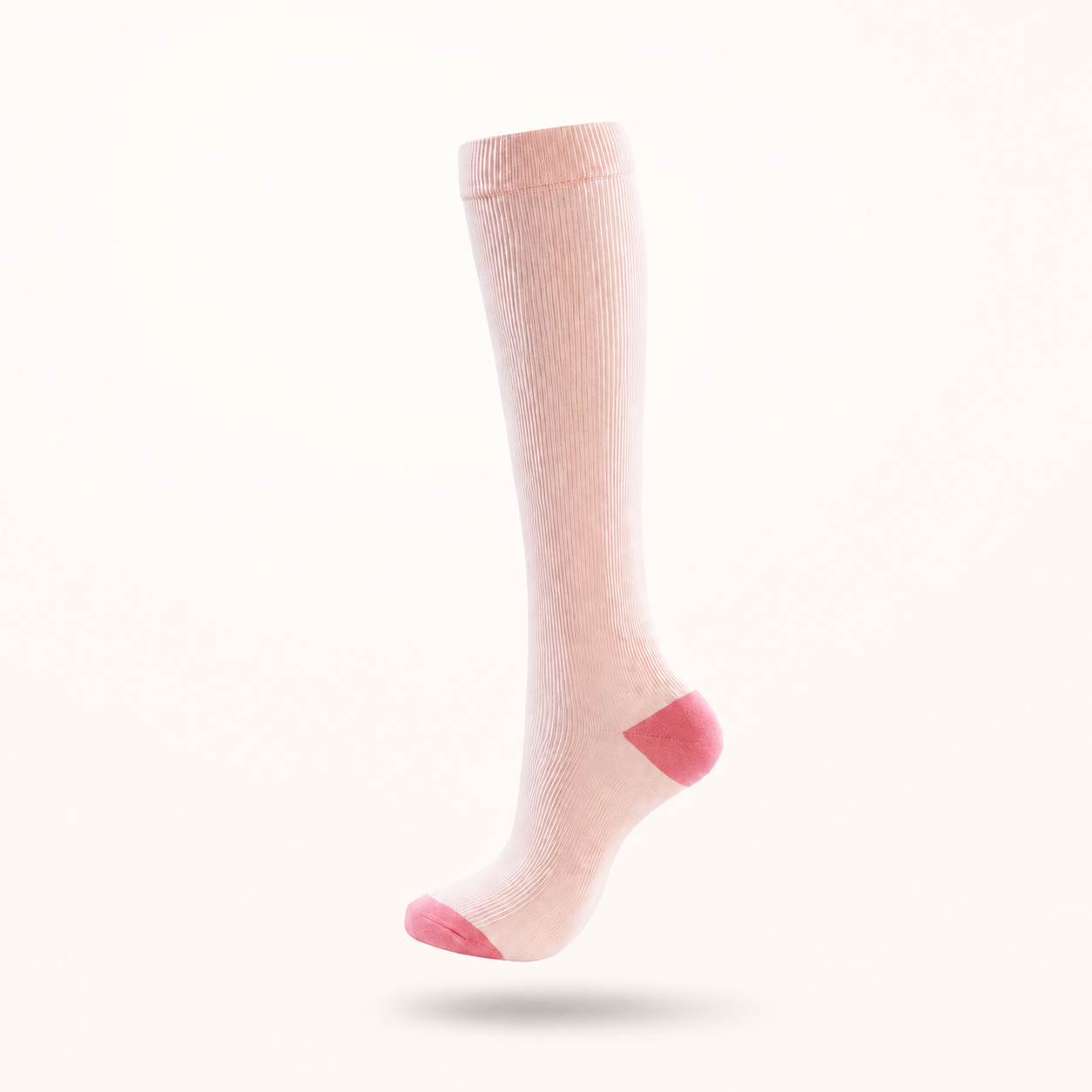 Blush Ribbed Compression Socks – Knee High Support Socks for Everyday Comfort