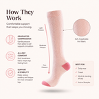 Blush Ribbed Compression Socks – Knee High Support Socks for Everyday Comfort