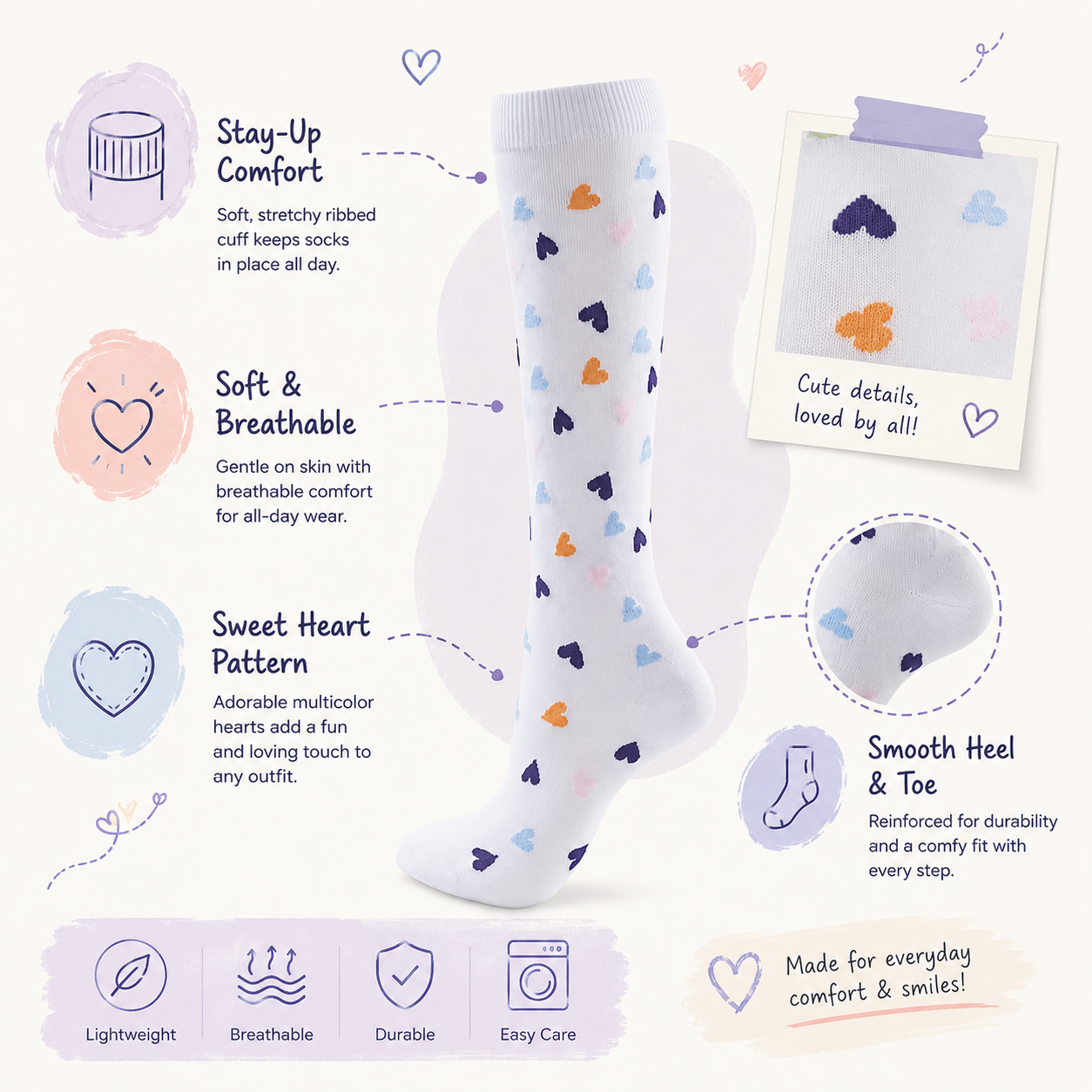 Sweetheart Print Compression Socks