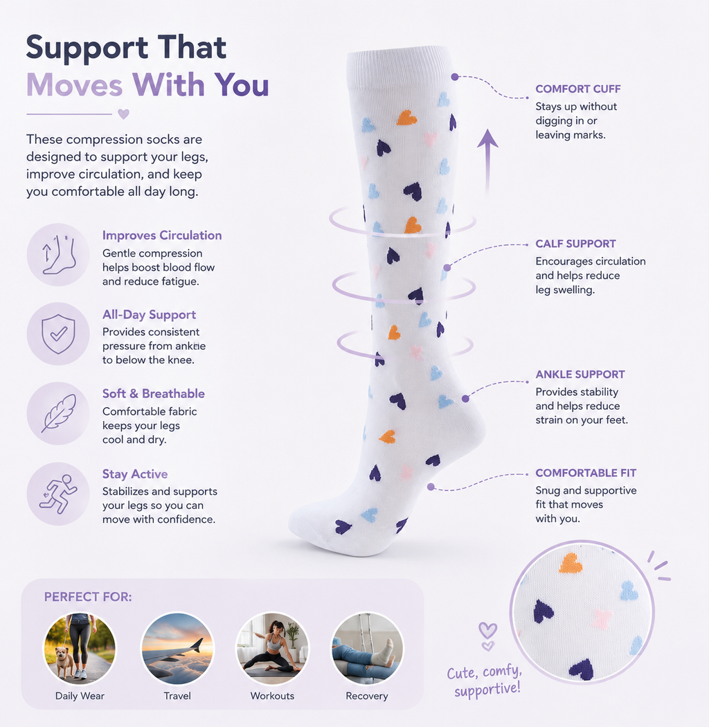 Sweetheart Print Compression Socks