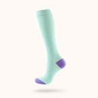 Mint Green Compression Socks with Purple Heel & Toe