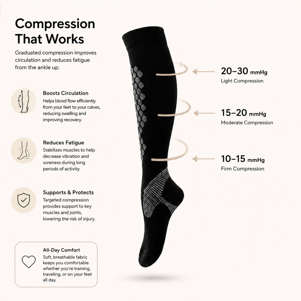 Hex Grip Compression Socks – Knee High Athletic Support Fit