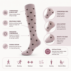Heart Pattern Compression Socks – Cute Knee High Support Socks for Women