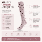 Heart Pattern Compression Socks – Cute Knee High Support Socks for Women
