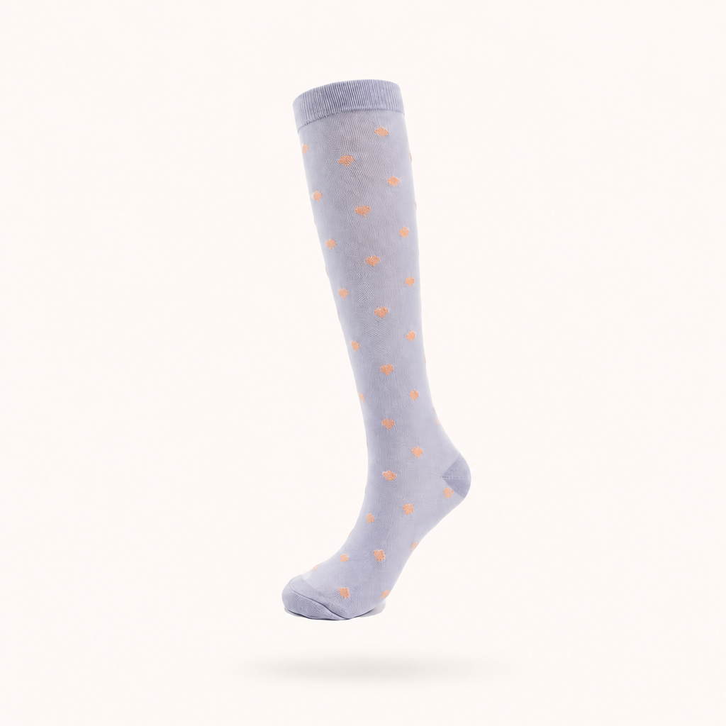 Polka Dot Compression Socks – Lightweight Knee High Support Socks for Women