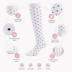 Premium White Compression Socks with Black Polka Dots