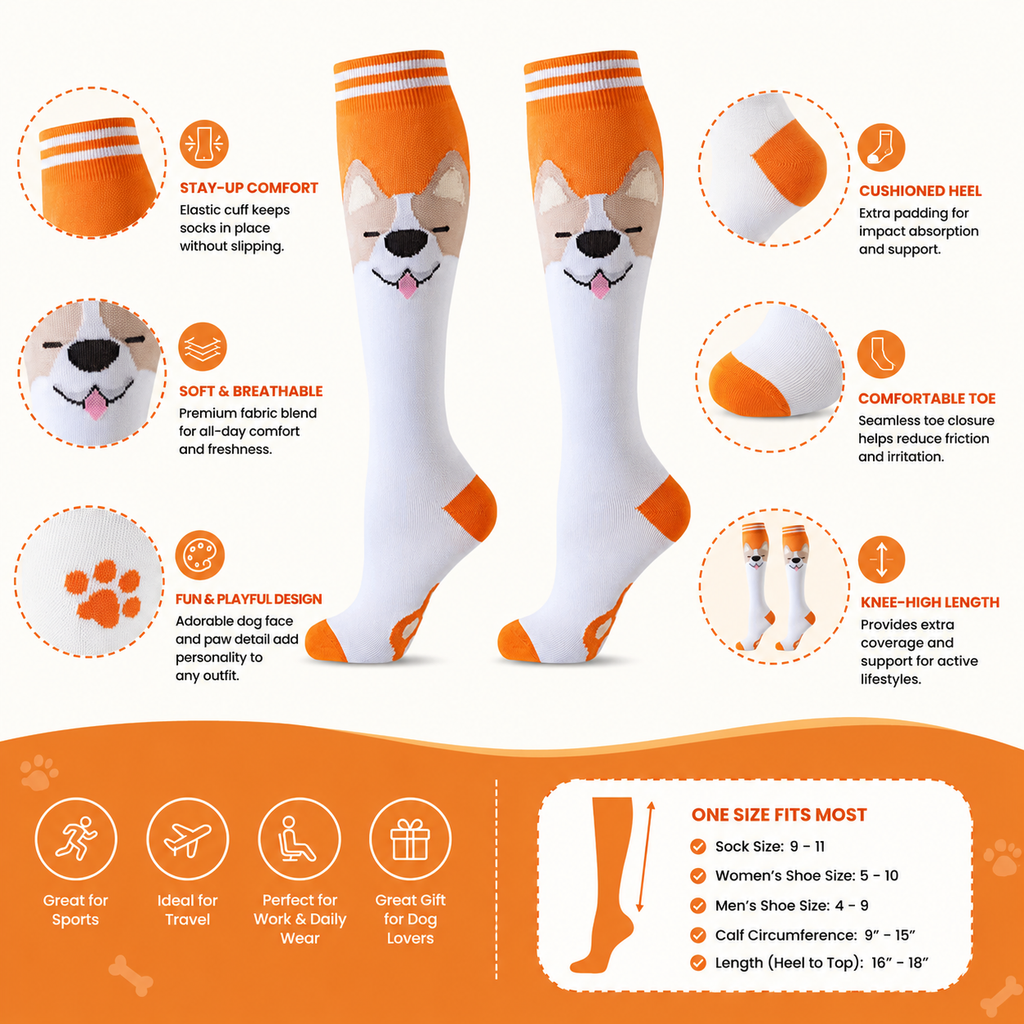 Cute Shiba Inu Dog Compression Socks for Men & Women