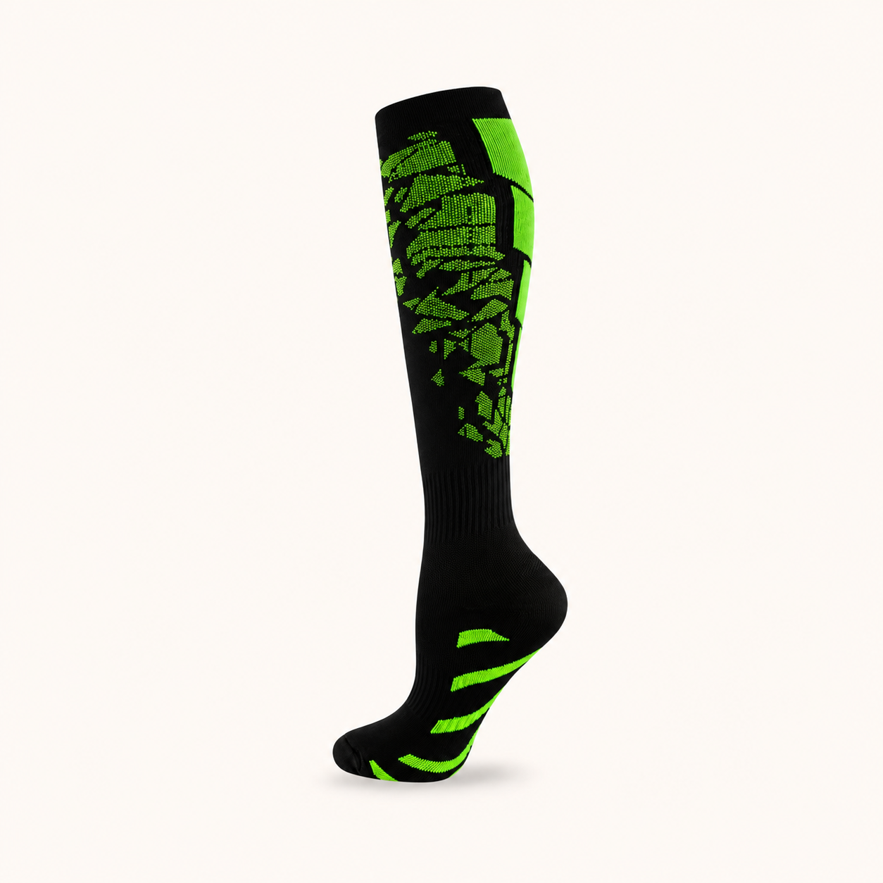 Neon Skull Compression Socks – Breathable Knee-High Athletic Support