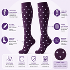 Elegant Plum Polka Dot Compression Socks – Knee High Comfort & Circulation Support