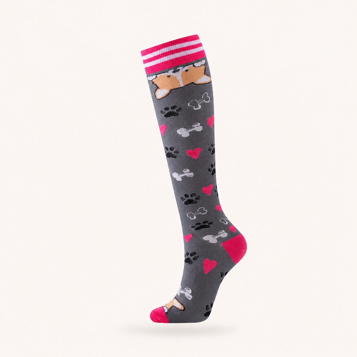 Cute Dog Compression Socks – Knee High Support Socks for Women & Men