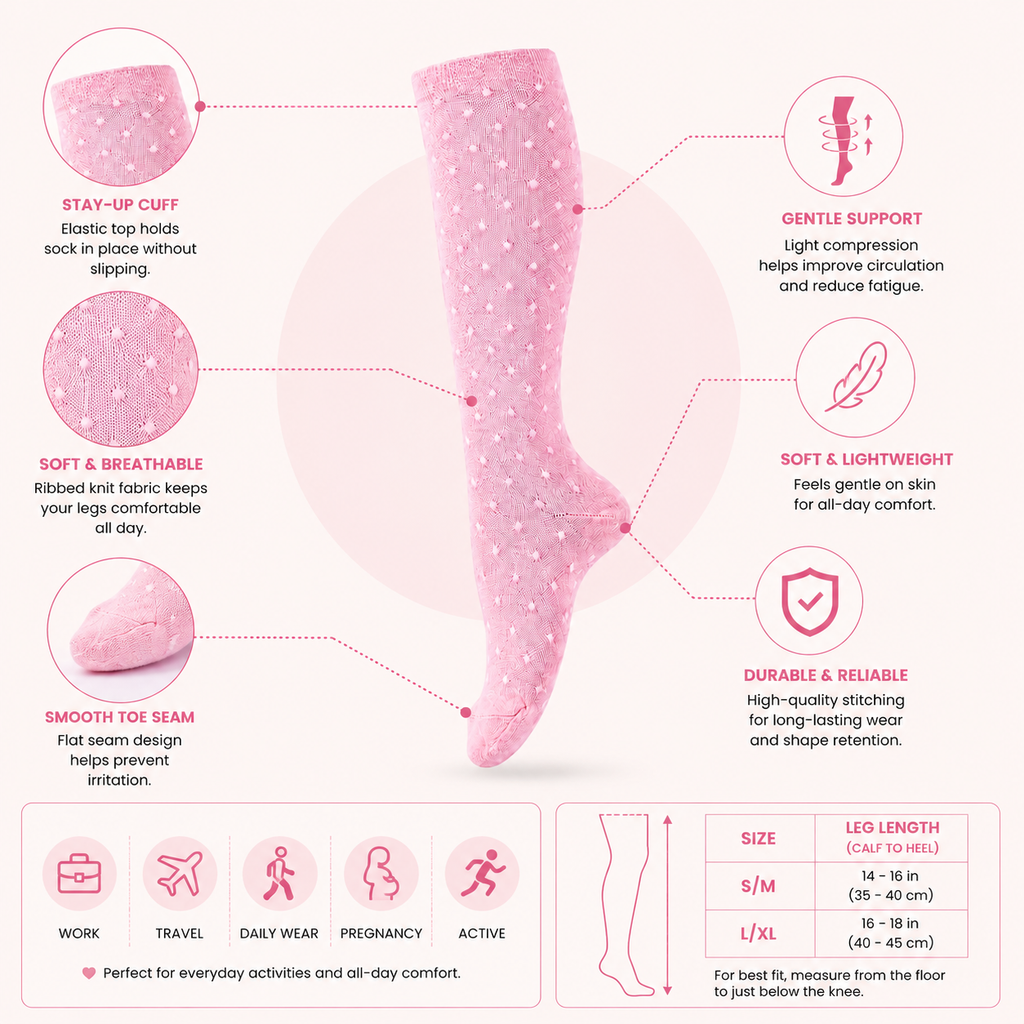 Pink Diamond Pattern Compression Socks