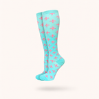 Mint & Pink Cross Pattern Compression Socks