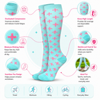 Mint & Pink Cross Pattern Compression Socks