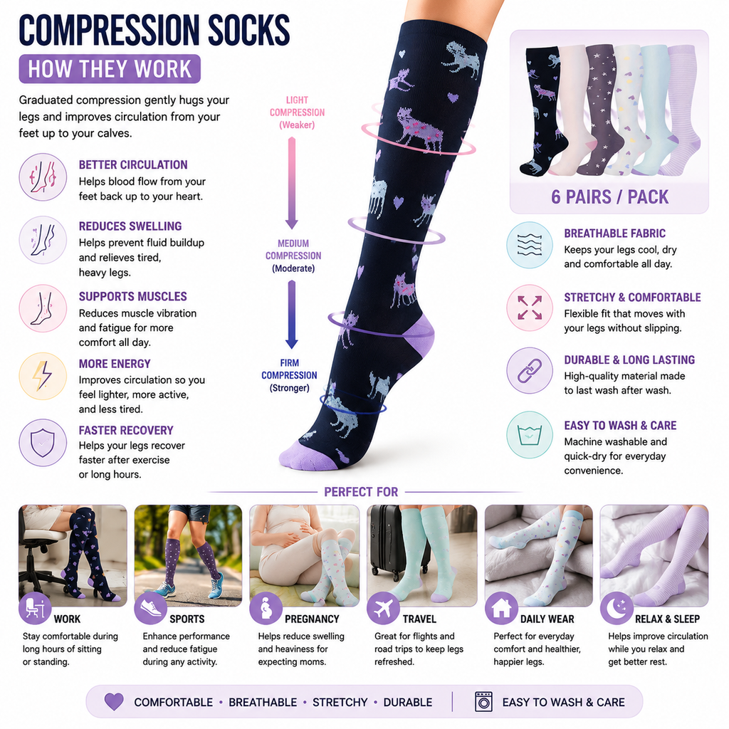 Vibrant Compression Socks – Stylish & Supportive Legwear