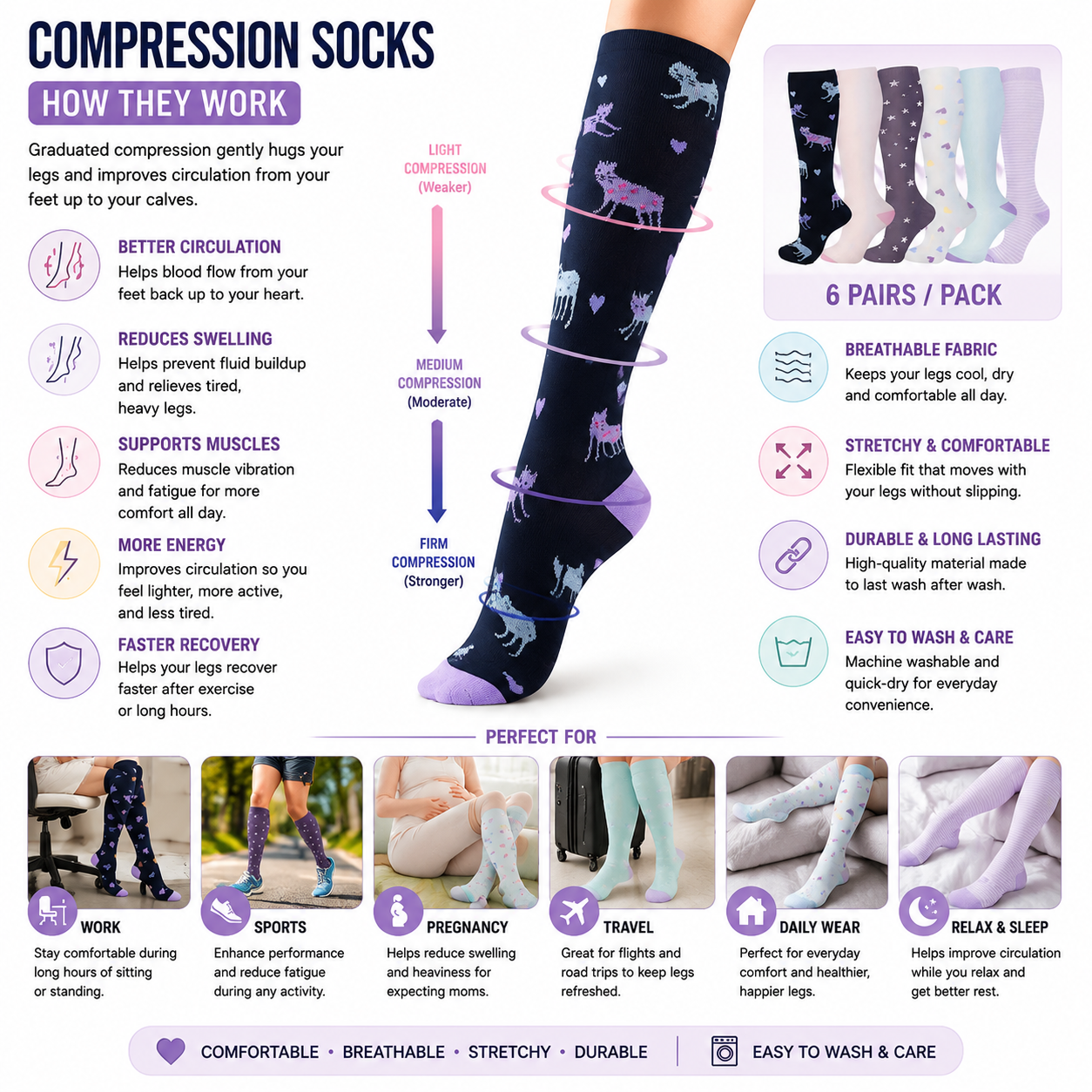 Vibrant Compression Socks – Stylish & Supportive Legwear