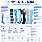 Stylish Knee-High Compression Socks – Colorful Patterns for Comfort & Circulation