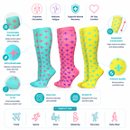 Bright Knee-High Compression Socks – Fun & Colorful Patterns for Comfort and Circulation