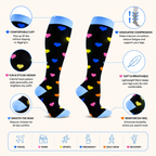 Colorful Heart Pattern Compression Socks – Fun & Supportive Legwear for All-Day Comfort