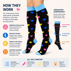 Colorful Heart Pattern Compression Socks – Fun & Supportive Legwear for All-Day Comfort