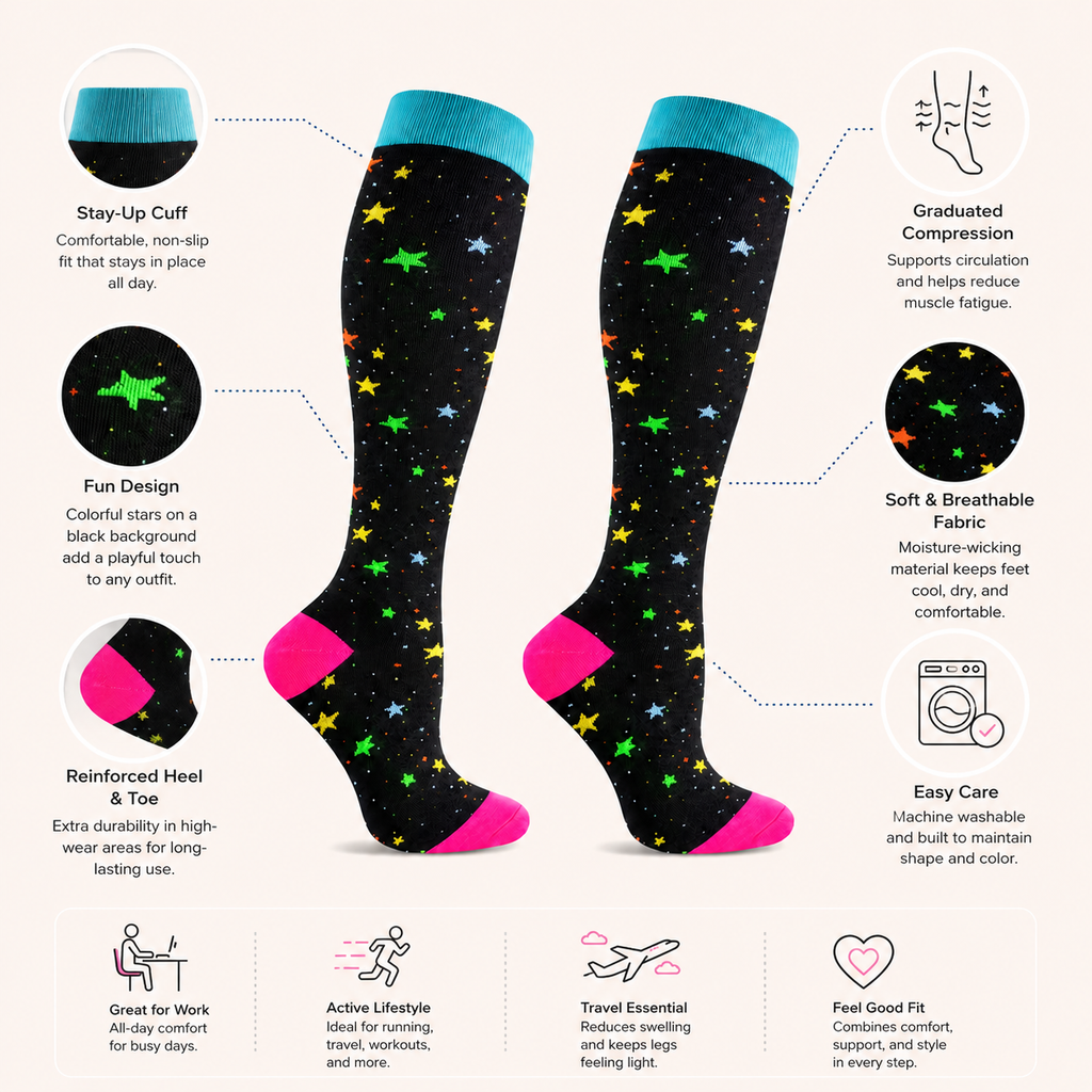 Neon Starburst Compression Socks