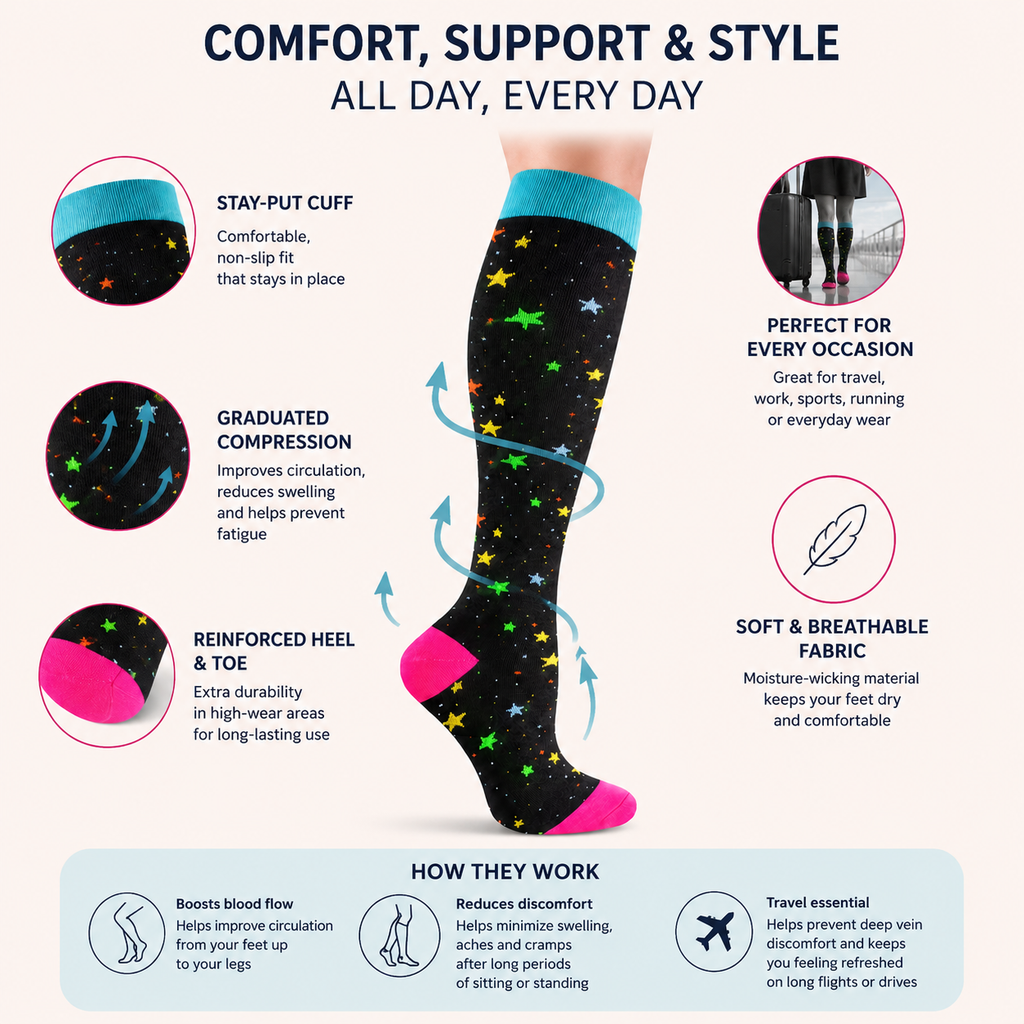 Neon Starburst Compression Socks
