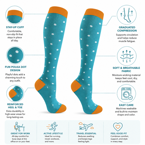 Aqua Dot Compression Socks