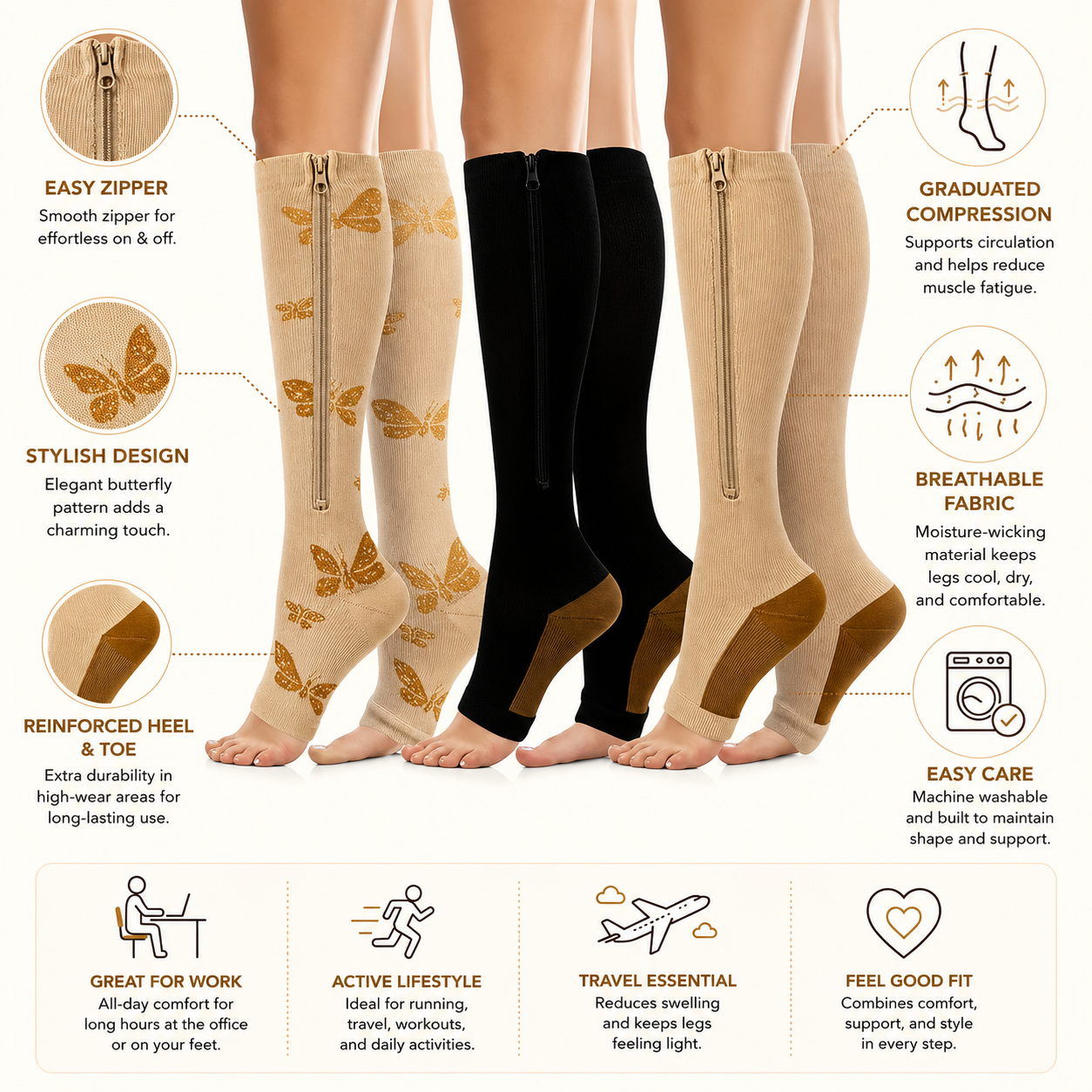 ZipEase Compression Socks