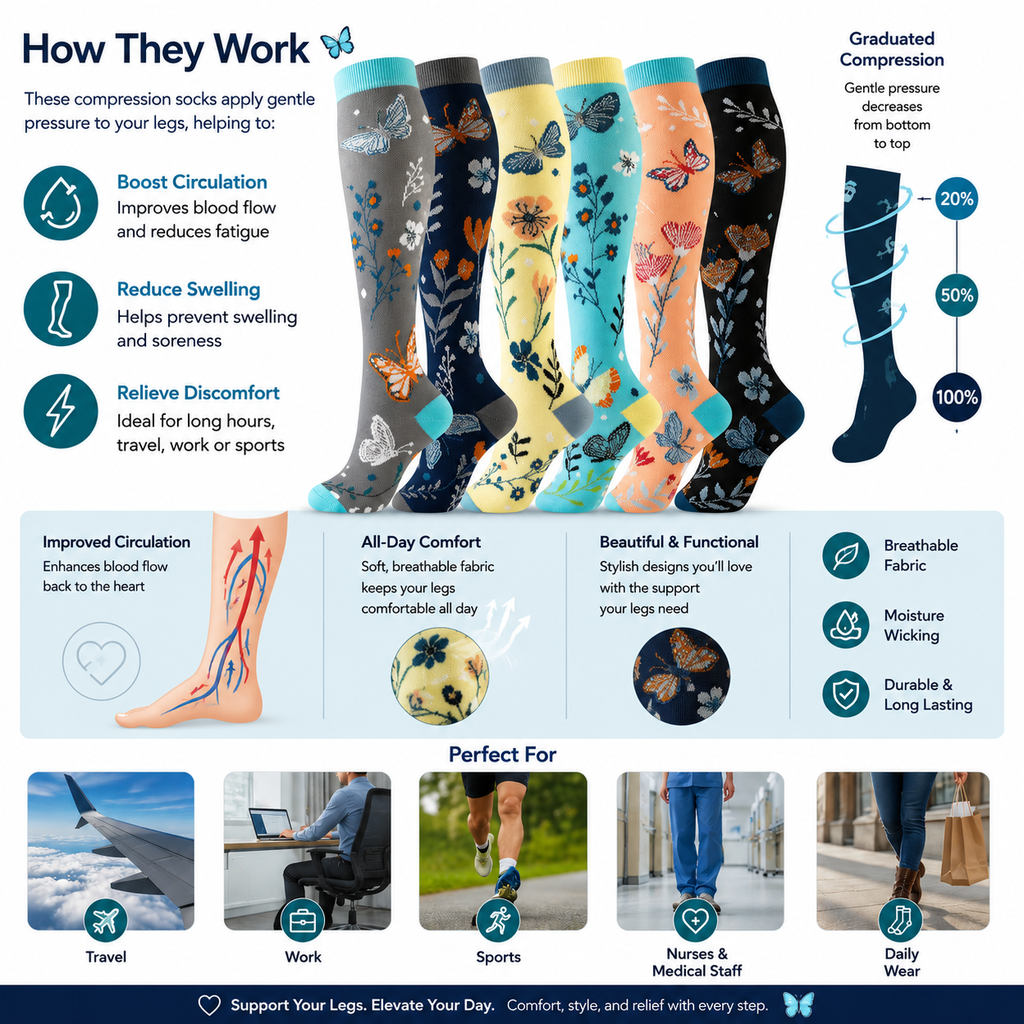 Butterfly Bloom Compression Socks