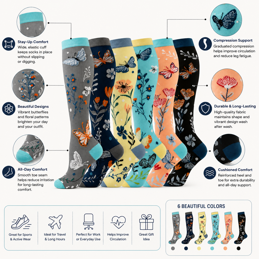 Butterfly Bloom Compression Socks