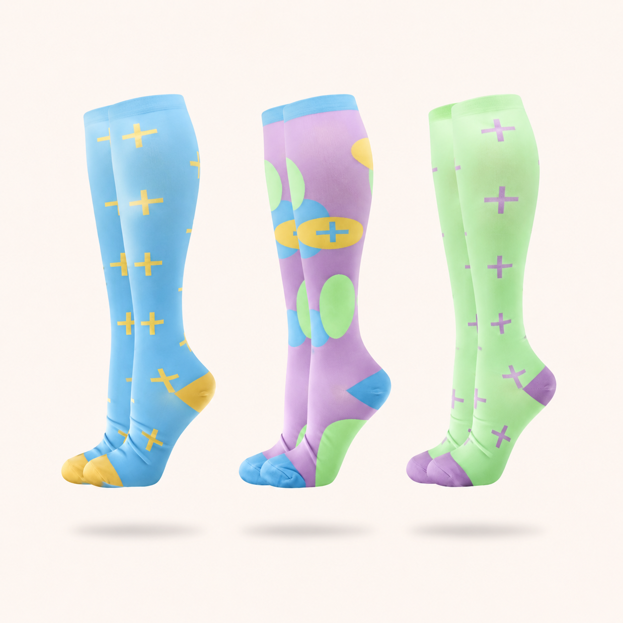 Colorful Patterned Compression Socks – Knee-High Support for Circulation & Comfort