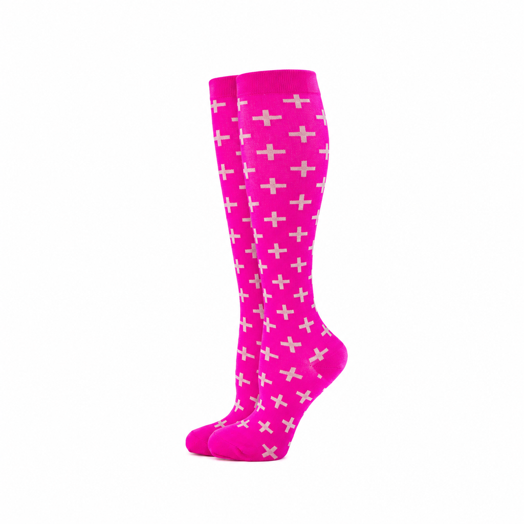 Pink Cross Compression Socks