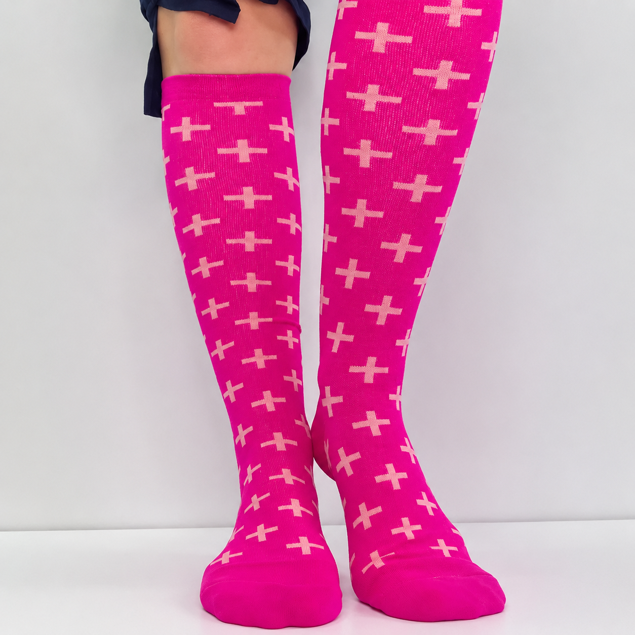 Pink Cross Compression Socks