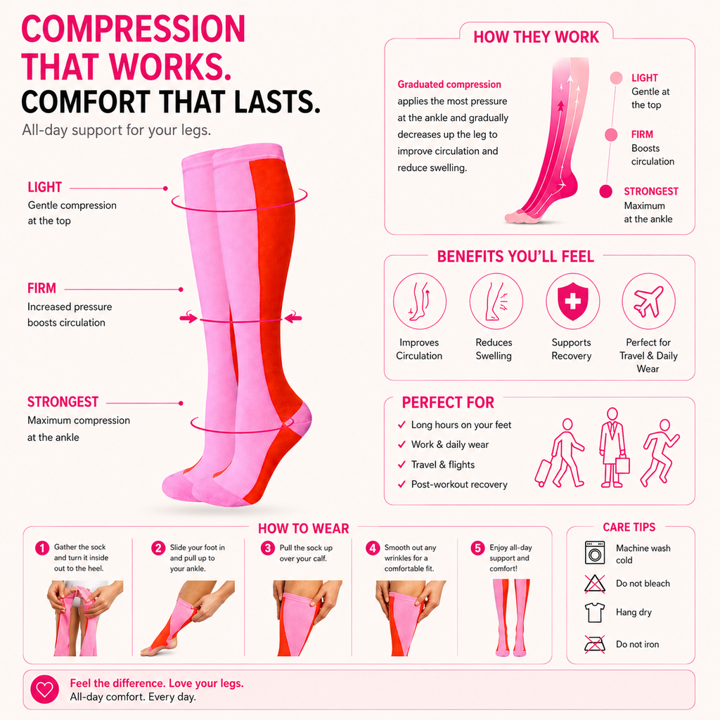 Blush Two-Tone Compression Socks