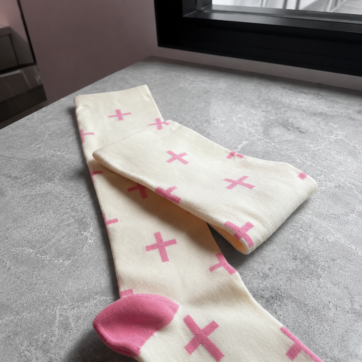 Strawberries & Cream Cross Compression Socks