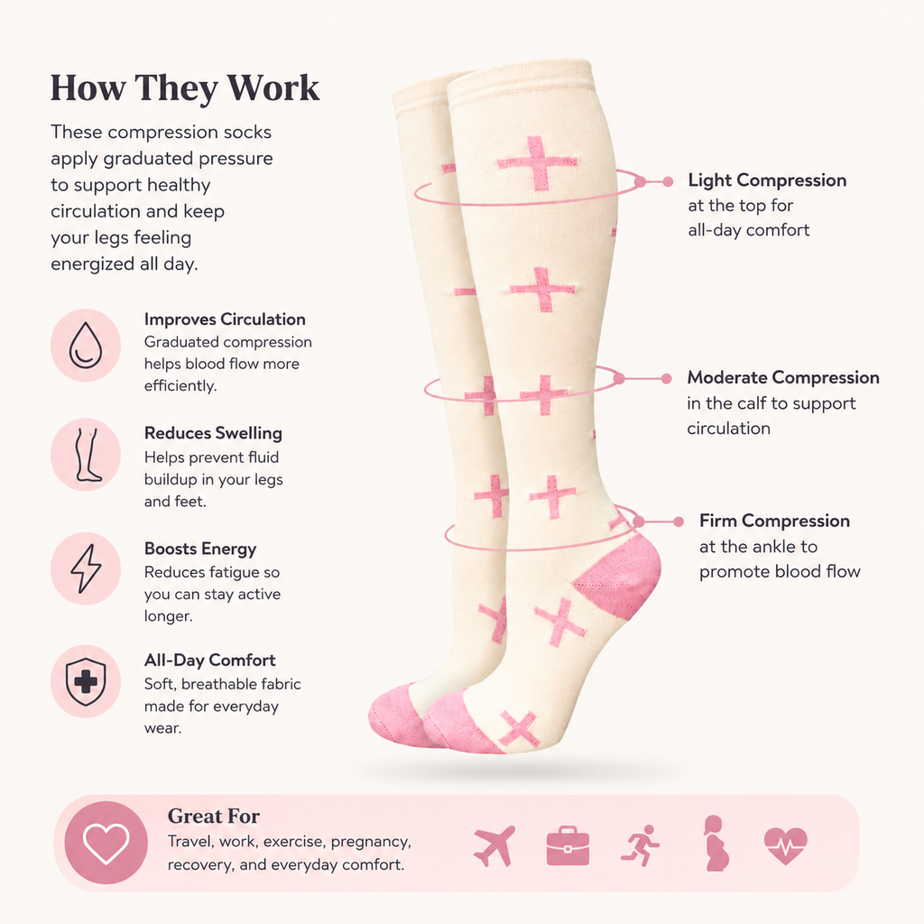 Strawberries & Cream Cross Compression Socks
